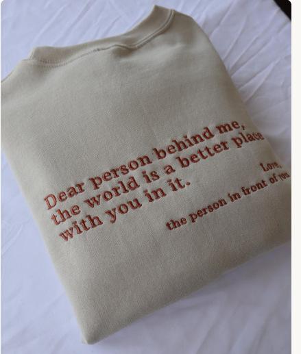 Popular you are enough dear people casual crew neck long sleeve printed fleece sweater
