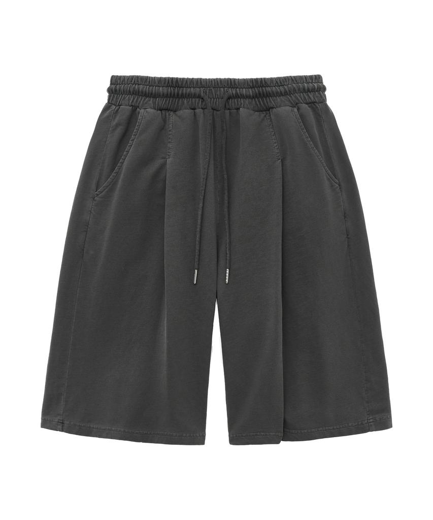 MOZMOZ Pigment One-Pleat Wide Training Shorts Charcoal