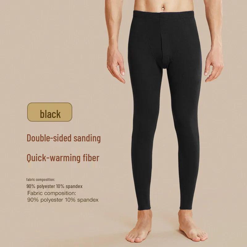 Pantalon thermique ajusté pour homme - Couche de base chaude Automne/Hiver avec Velours