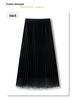 Women’s High Waist White Mesh Pleated A-Line Skirt with Lace Patchwork, Mid-Length, Summer 2025 Collection