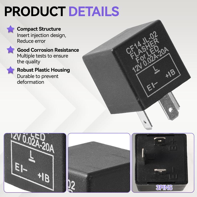 For CF14 JL-02 CF-14 Motorcycle Electronic LED Non-adjustable Flasher Relay Black Fix Hyper Flash for Turn Signal Blinker Light