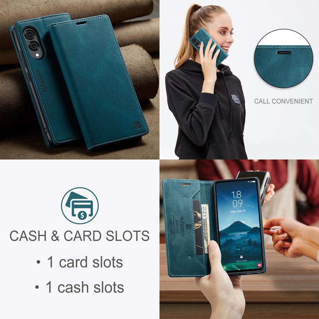 For Samsung Galaxy S25 Edge Wallet Case AUTSPACE A01 Leather Stand Cover with RFID Blocking Card Holder