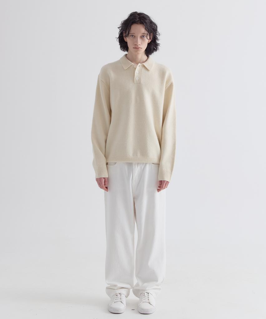 EZIO Natural Button Collar Knit_Ivory