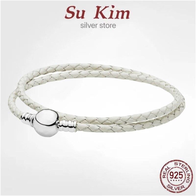 Die neuen 0sale echtes Leder Ball & Barrel Verschluss Charme Armbänder Armreif Fit Europa Perlen Schlange feine Armbänder Jewely