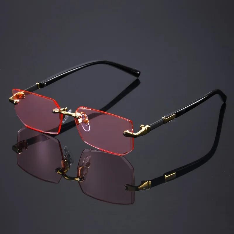 10pcs Trendy Rimless Rectangle Sunglasses Frameless Fashion Shades Punk Sunglasses Gradient Men Women UV400 Eyewear Driving