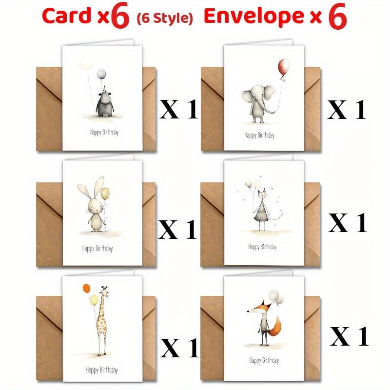 

12pcs Set of Birthday Cards with Envelopes, Unique Animal Designs, Office Supplies, Perfect for Greetings, Thanks and Holiday Gifts 12pcs