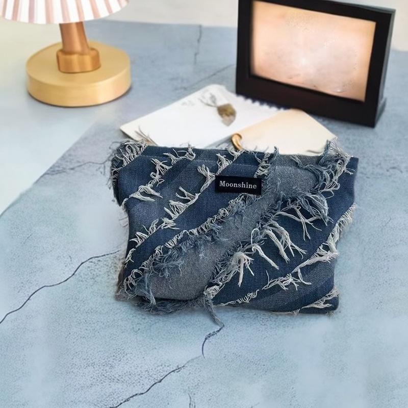 Denim Tassel Cosmetic Bag, Large-capacity Storage Bag, Portable Toiletry Bag, Lotion Brush Bag, Finishing Bag