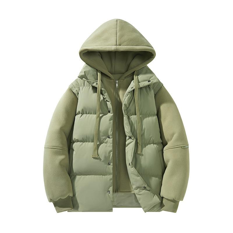 Winter new fake two-piece couple hooded cotton-padded clothes trendy brand wear warm cotton-padded jackets