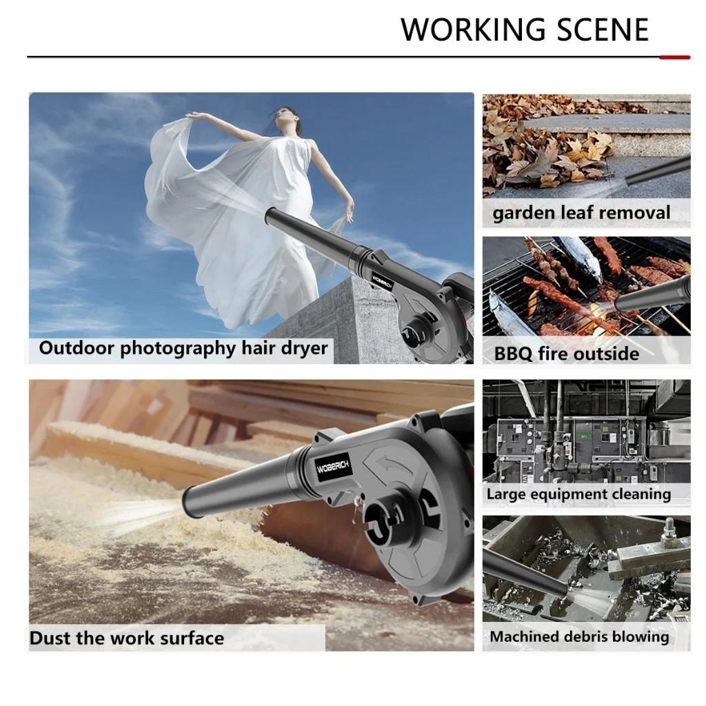 1200W Electric Air Blower Cordless Battery Vacuum Blower Vacuum Cleaner Kuat Angin Sapu Daun Kering Jalan Mesin