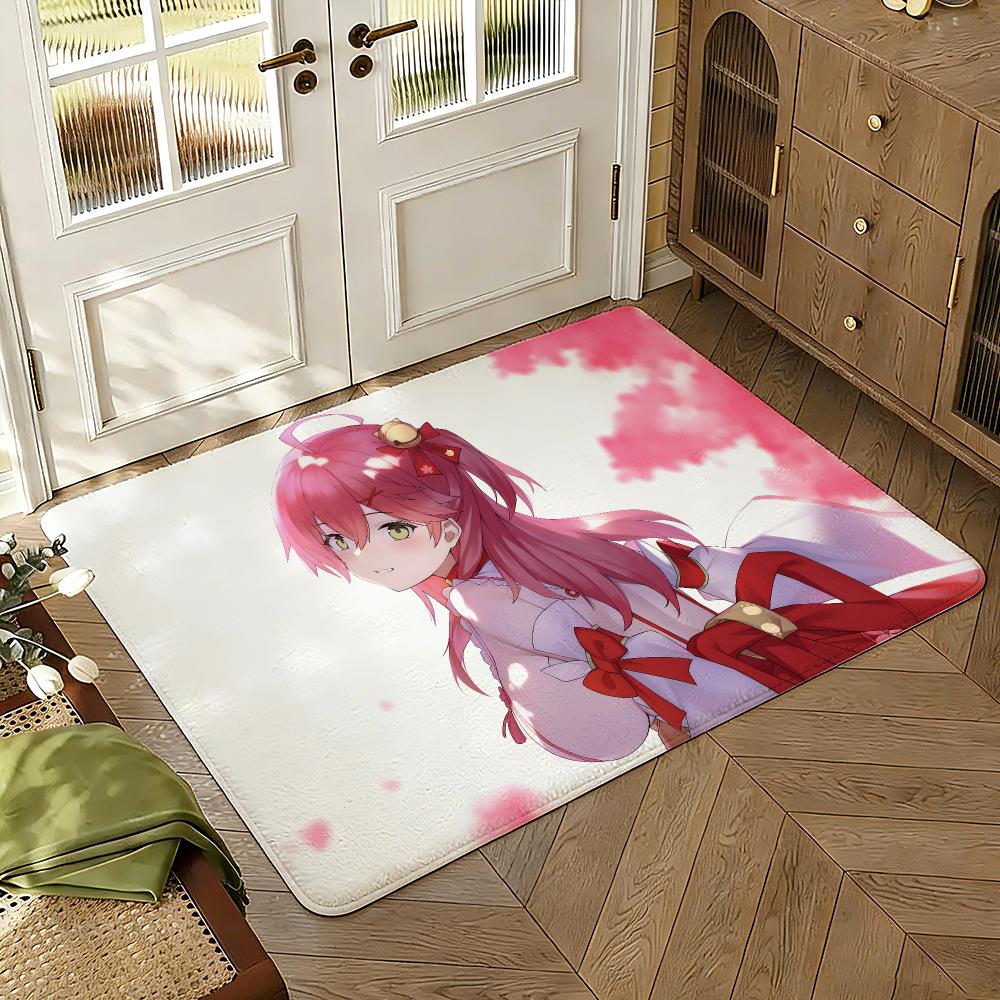 Classic Anime S-Sakura Miko Girl Floor Mat Soft Thickened Absorbent Non-Slip Bedroom Living Room Door Mat Home Flannel Rugs