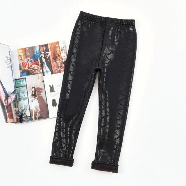 Herbst Winter Glänzende Schuppen Hosen Mädchen Plus Samt Warm Halten Hose Schlanke Bunte Meerjungfrau Hose