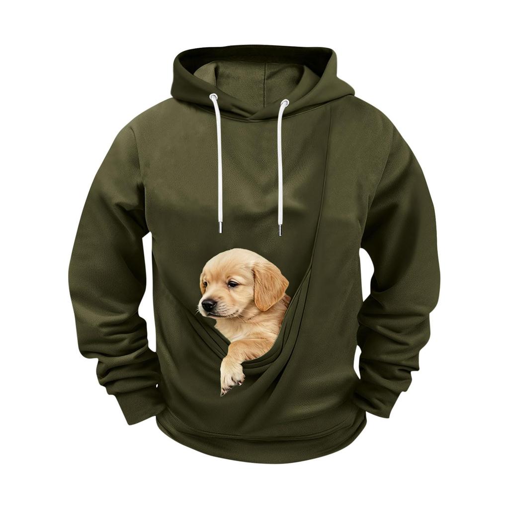 Men's Hoodie with Pet Pocket Casual Long Sleeve Sweatshirt for Daily Wear