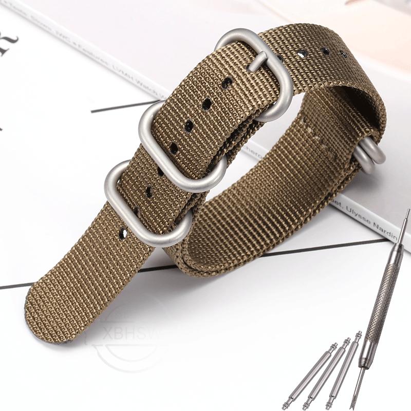 Nylon Strap 18mm 20mm 22mm 24mm Five-Ring Premium Weave Men Women Watch Band Bracelet Heavy Duty Stainless Steel Buckle