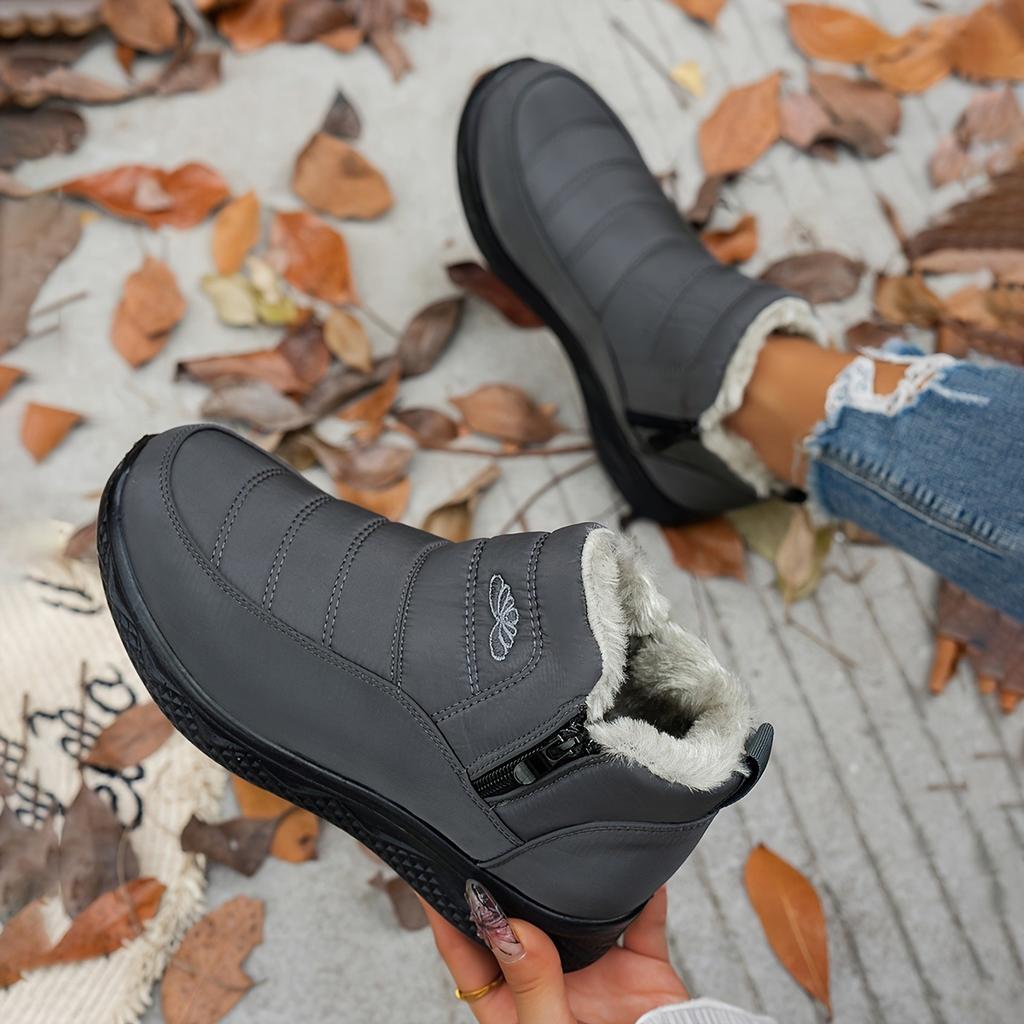 Ladies' Snow Boots, Stylish and Versatile Plush Lining, Lightweight Round Toe Design, Durable and Comfortable, Warm Ankle Boots and Snow Boots