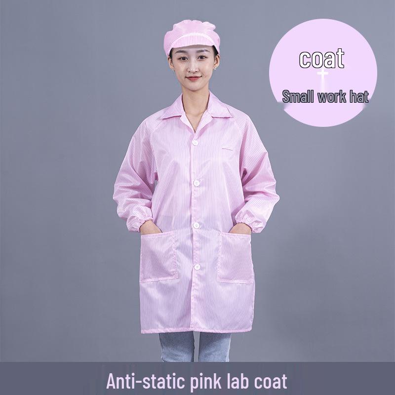 Unisex Striped Antistatic Lab Coat for Dust-Free and Static Protection