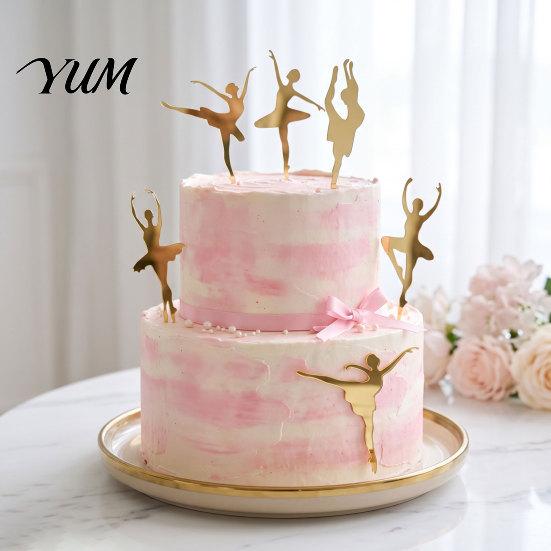 Home Baking Dessert Decorations 6 Pcs Ballet Cake Topper, Acrylic Ballerina Dancing Girl Birthday Ornament Decoration for Anniversary, Baby