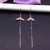 Exquisite Russian Purple Gold Mermaid Zircon Tail Earphone Plated Rose Gold Dolphin Ab Version Long Earphone Female