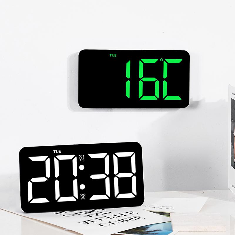 LED Alarm Clock Digital Wall Clock Super-size 10.8" Electronic Desk Clock Time Week Display Bedroom Home Decoration NIDITON