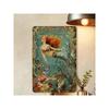 Vintage Metal Wall Art Mermaid Flower Poster for Cafe Home Decor