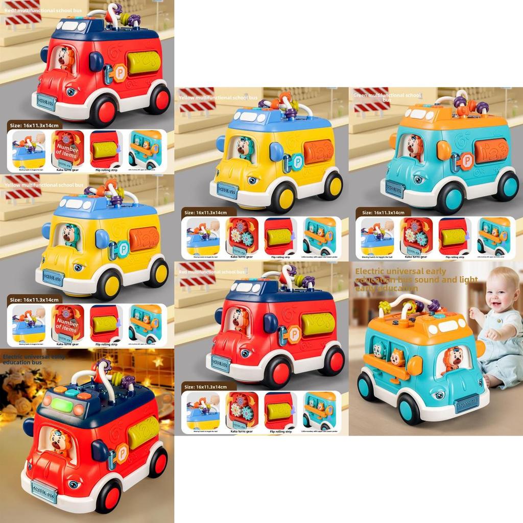 Multifunctional School Bus Light Sound Educational Toy For Toddlers Boys And Girls