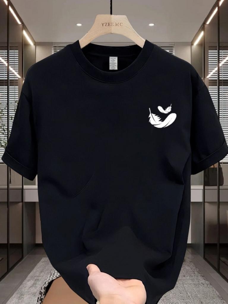 MenS 100 Cotton Casual ShortSleeve TShirt with a Round Neck Trendy Design Versatile for Summer Featuring Print Patterns