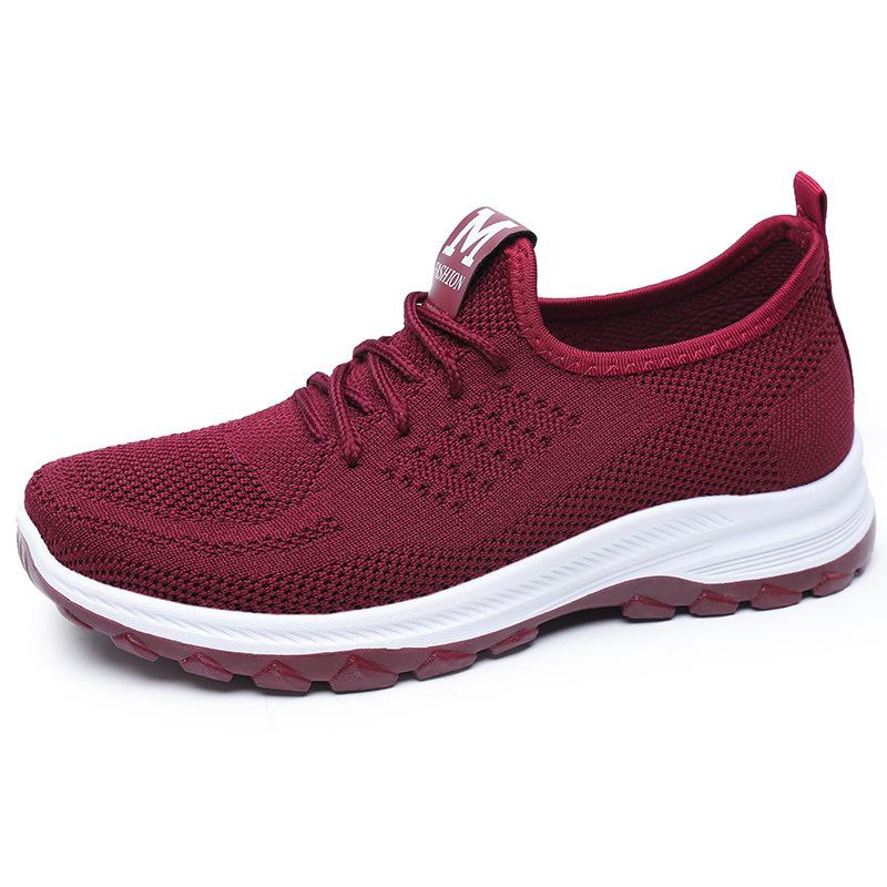 Outdoor Casual Women's Shoes, Fly-woven Breathable Mesh Shoes for Women, Middle-aged and Old, Shallow-mouth Flat-soled Walking Shoes for Women