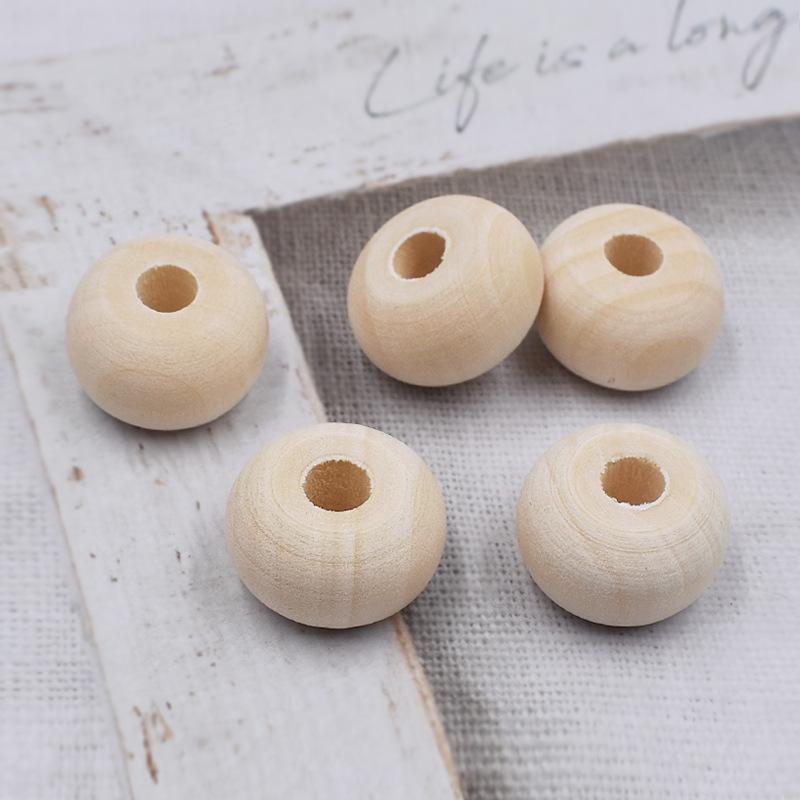 20pcs 20x12MM Natural Wooden Beads DIY Supplies for Crafts Making Handmade Jewelry Decor Round Wood Beads for Wedding Ornaments