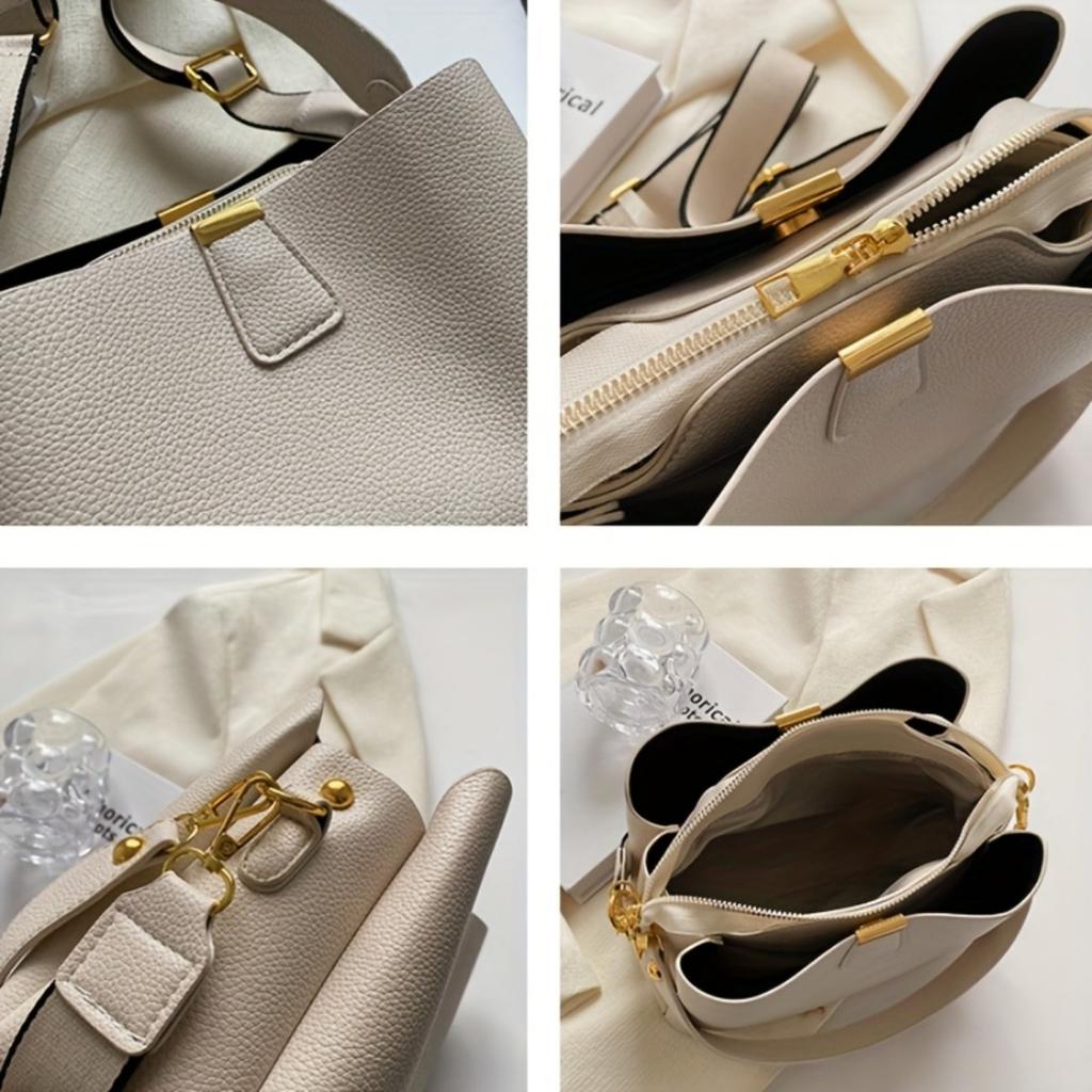 Dámská módní kabelka z umělé kůže, jednobarevná taška přes rameno s nastavitelným popruhem, zapínání na zip, multifunkční crossbody taška