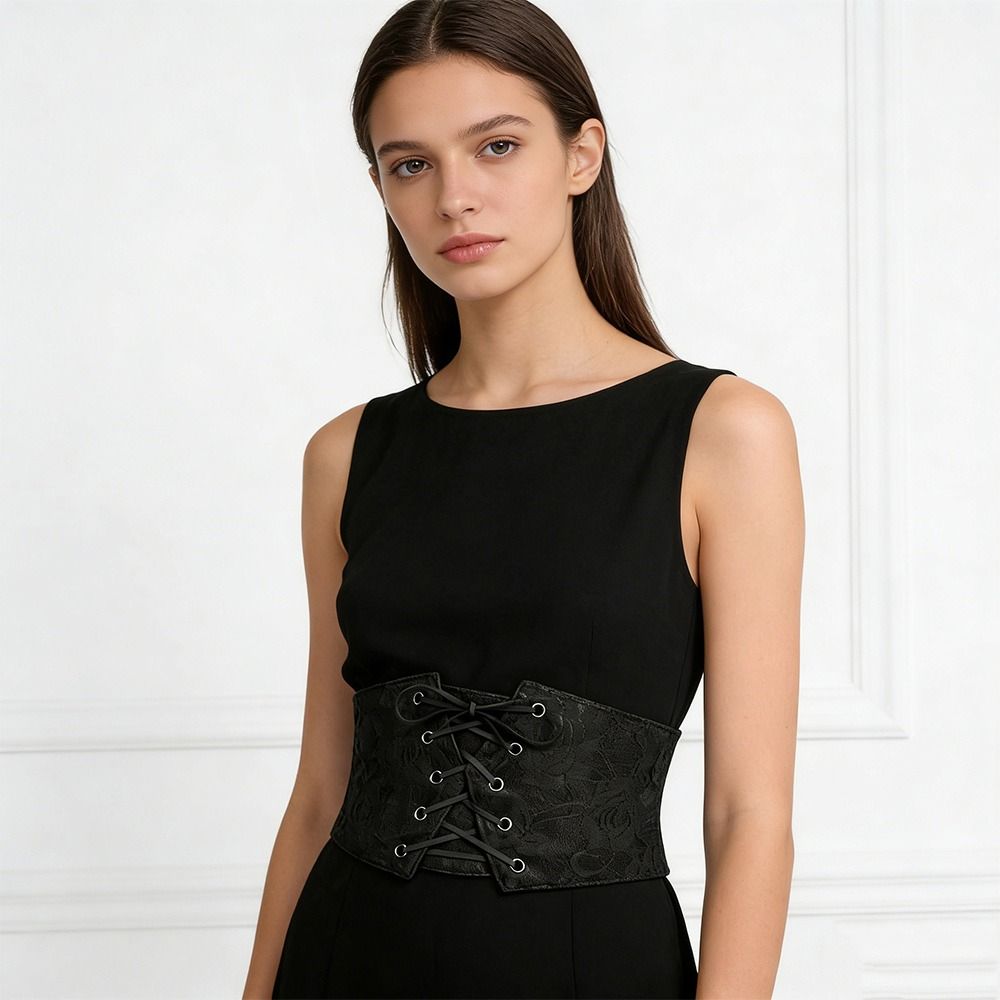 Black Lace Corset Belts Lace Embroidery Waist Belts Trendy Slimming Body Belts Female