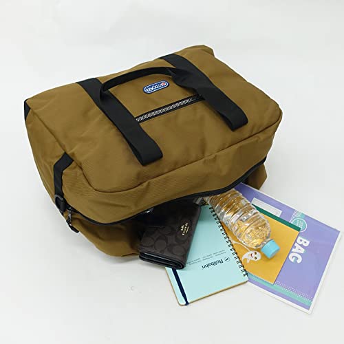 Outdoor Products 2-Way Boston Bag, Large Capacity 40L, Travel/Gym Bag, Luminous Metal-Look Zipper, Brown, Size F