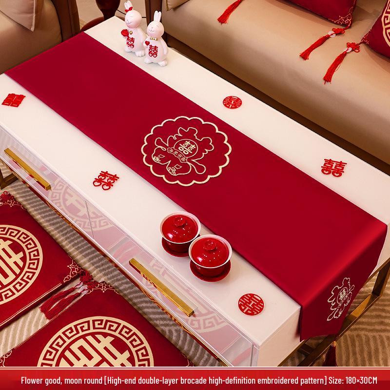 Red Wedding Table Runner and Tablecloth - Bridal Room & Engagement Decorations
