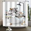 Funny Cat Shower Curtain Cartoon Cute Cats Dog Kids Shower Curtain for Bathroom Waterproof Polyester Home Decor Shower Curtains