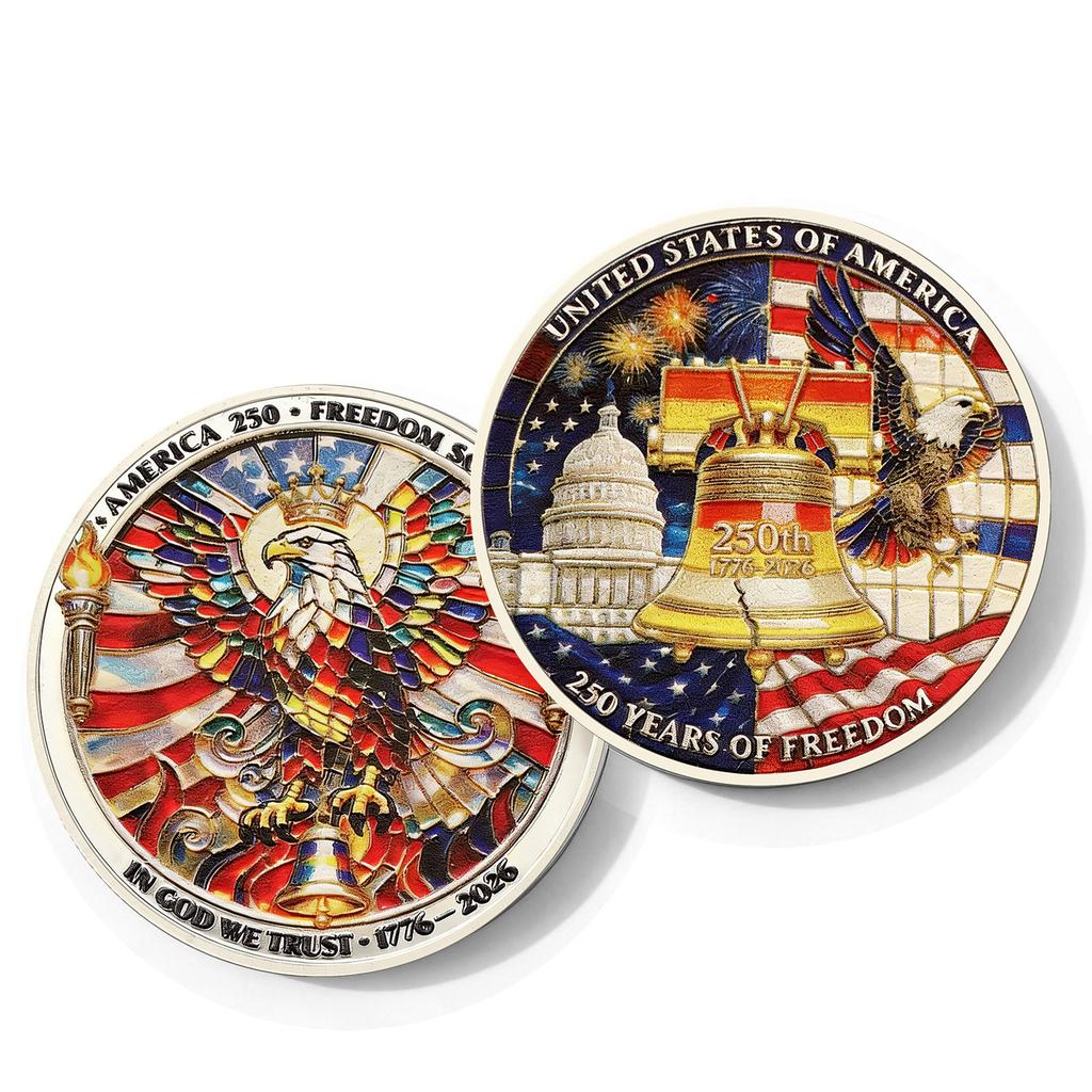 250th Anniversary Commemorative Coin Independence Day Founding Medal Challenge Coin Embossed Metal Coin Color Printed Badge