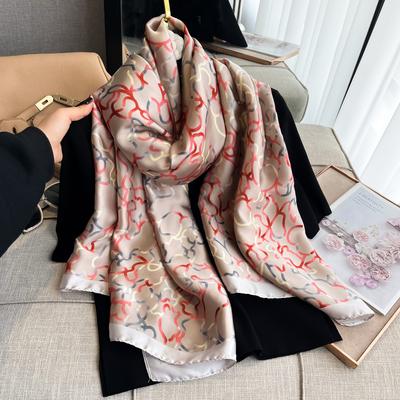 Spring Scarf Women'S Luxury Design Scarf Silk Smooth Scarf Soft Muslim Headband Shawl Beach180*90Cm