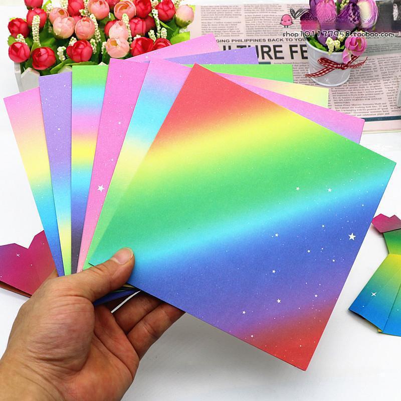 Rainbow Gradient Origami Paper: Double-Sided Starry Sky for Kids' Crafts, Paper Cranes, Love Hearts, and Handicrafts