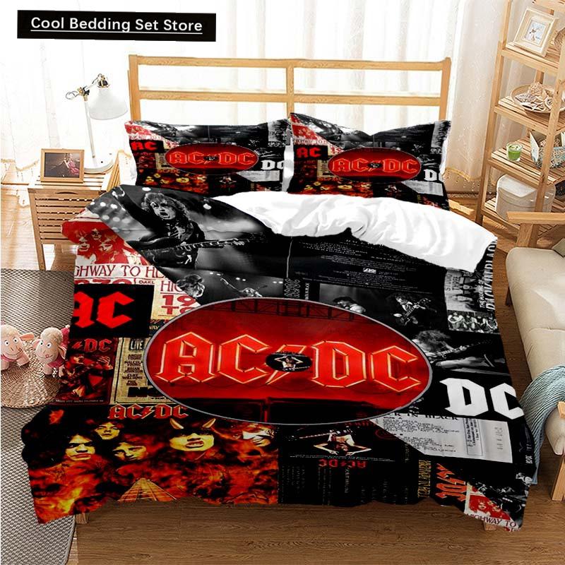 2024 Fashion AC_DC Rock Band Bedding Set Boys Girls Twin Queen Size Duvet Cover Pillowcase Bed Kids Adult Fashion Home Textiles