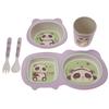 5 Pcs Set Eco Friendly Bamboo Fiber Cartoon Children Tableware Dishes Dinnerware(Panda)
