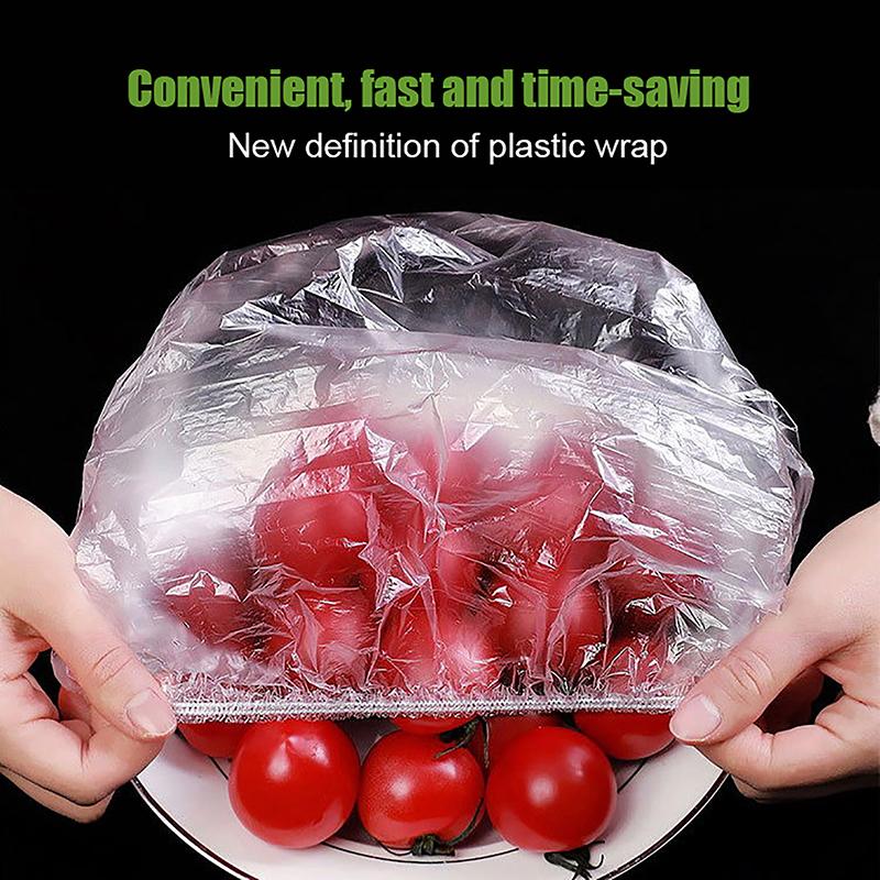 50Pcs Disposable Food Cover Kitchen Packaging Storage Bags Plastic Elastic Wrap Food Covers Fresh-Keeping Lid Plate