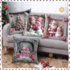 4pcs Pink Christmas Pillow Cover Atmosphere Decoration Home Sofa Bedroom Printed Linen Lumbar Pillow Cushion