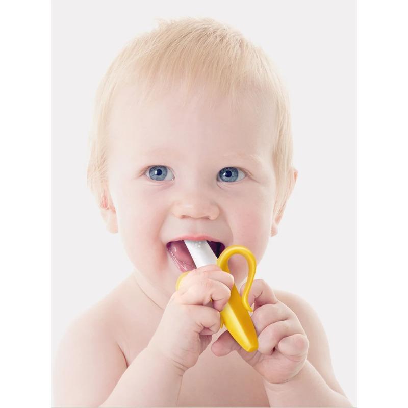 Forma de banană Safe Toddle Teether pentru bebeluși Periuță de dinți de antrenament din silicon fără BPA Inel de dentiție cu banane din silicon mestecat pentru îngrijirea dentară