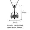 Norse Viking Warrior Stainless Steel Axe Pendant Necklace for Men with Leather Cord