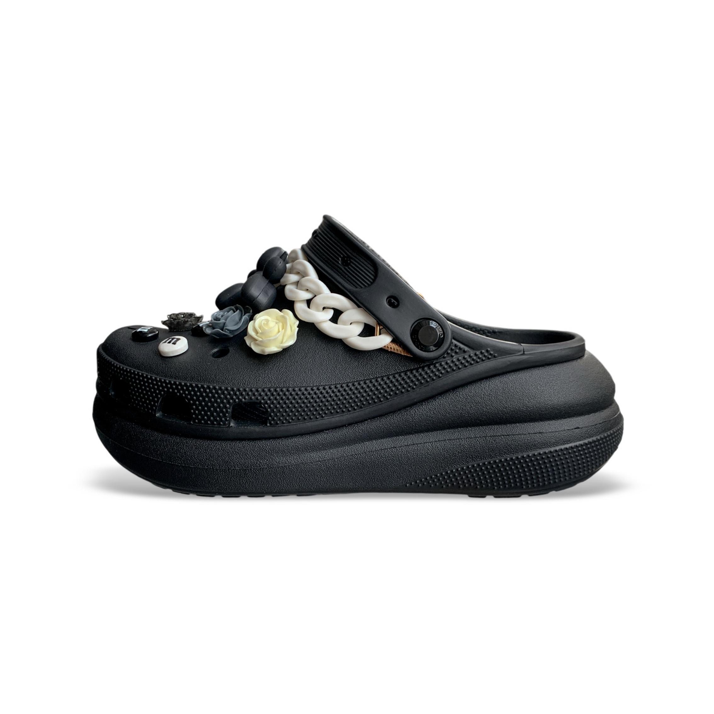 

Crocs Classic Crush EVA Violent Bear Мягкая подошва Стильные и универсальные Туфли с отверстиями Унисекс Черный 43-44 чёрный