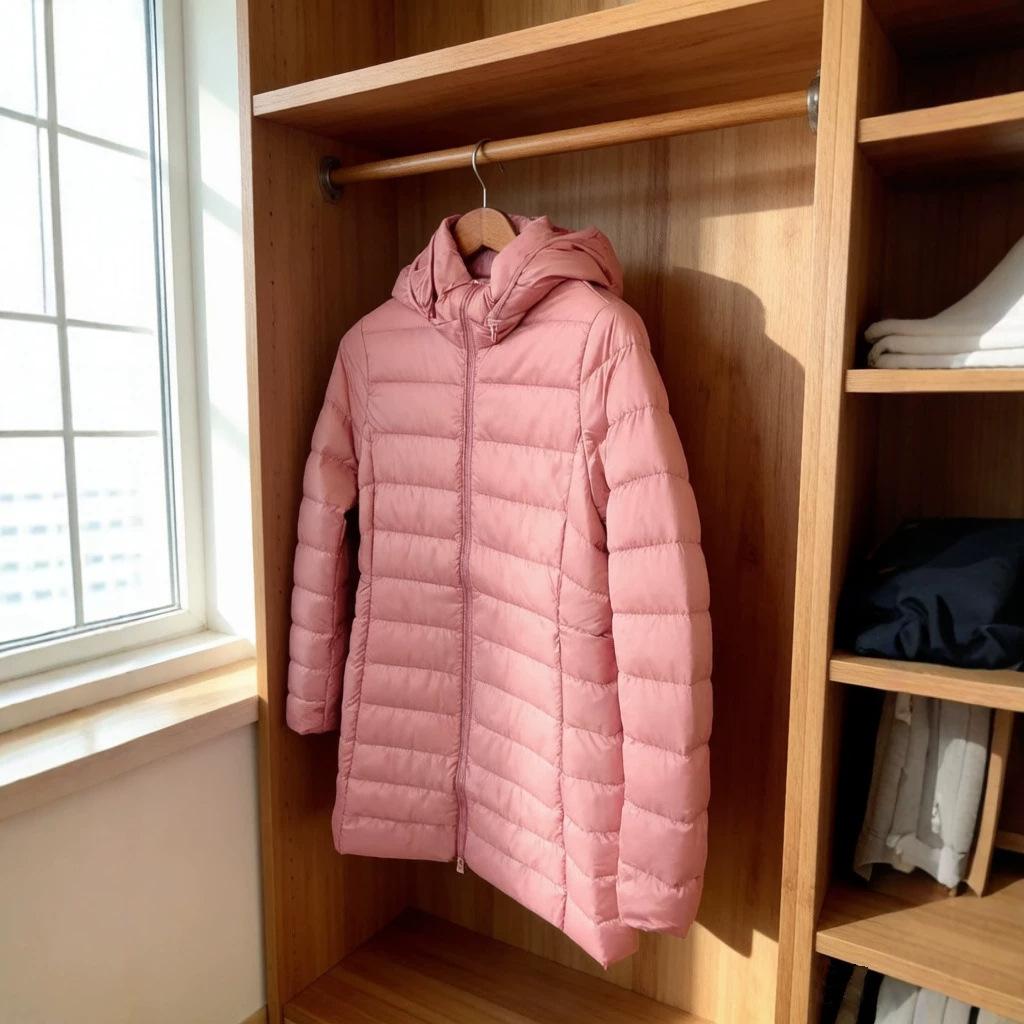 Clothing light down jacket women's medium and long hooded white duck down jacket casual winter atmosphere full!
