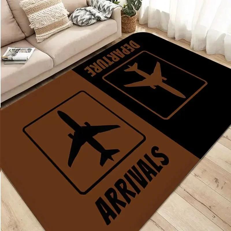 Airport Landing Strips Top Area Rugs View Aircraft and Airplane Arrival 3D Kids Play Carpet Living Room Playroom Nursery Decor