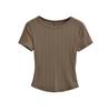 Jacquard Round Neck Short-sleeved T-shirt Women's Summer New American Spice Girl Style Solid Color Short Slim Bottoming Top