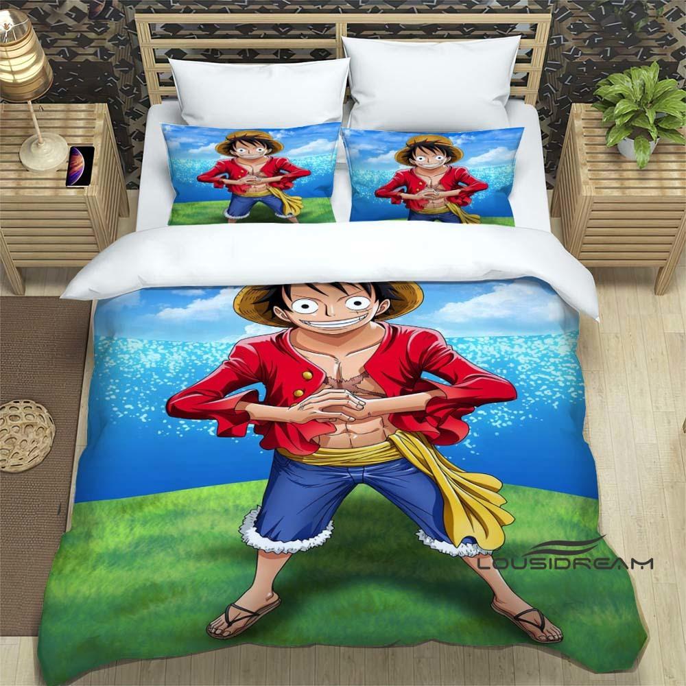 ONE PIECECartoon Monkey D. Luffy Bedding Set (duvet Cover and Pillowcases), Extra-large/large Size, Machine Washable, a Holiday