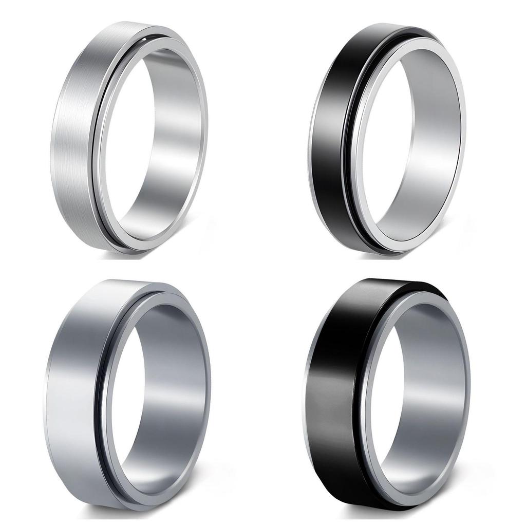 Stainless Steel Rotating Decompression Rings for Couples: Modern and Stylish