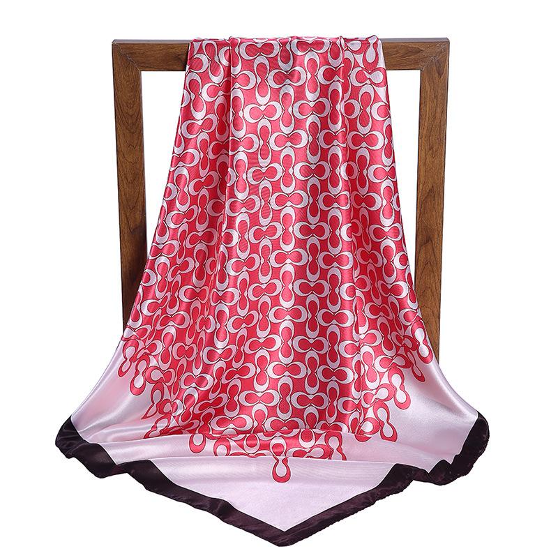 Gefleckter Satin Damen Frühling und Sommer Seidenimitat Schal Bedruckter Kleiner Quadratischer Schal Geschenk Europäischer und Amerikanischer Schal Stola