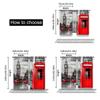 2 Stück London Vorhänge London Telefonzelle auf der Straße Traditionell Lokal Kulturell UK Retro Für Schlafzimmer Wohnzimmer Und Esszimmer