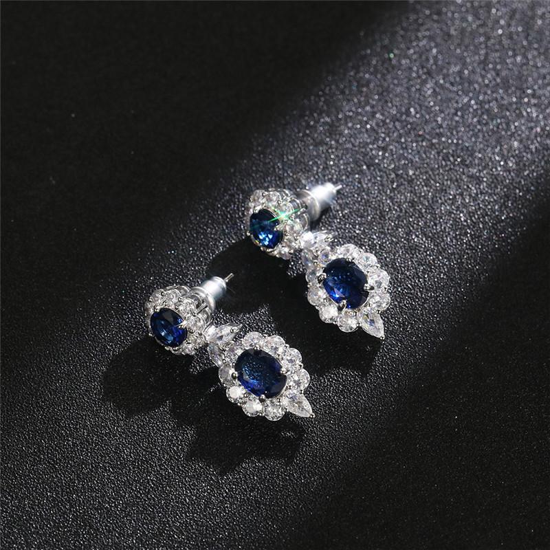 925 Sterling Silver Cubic Zirconia Dangle Earrings for Women Elegant Flower Ear Accessories Anniversary Jewelry